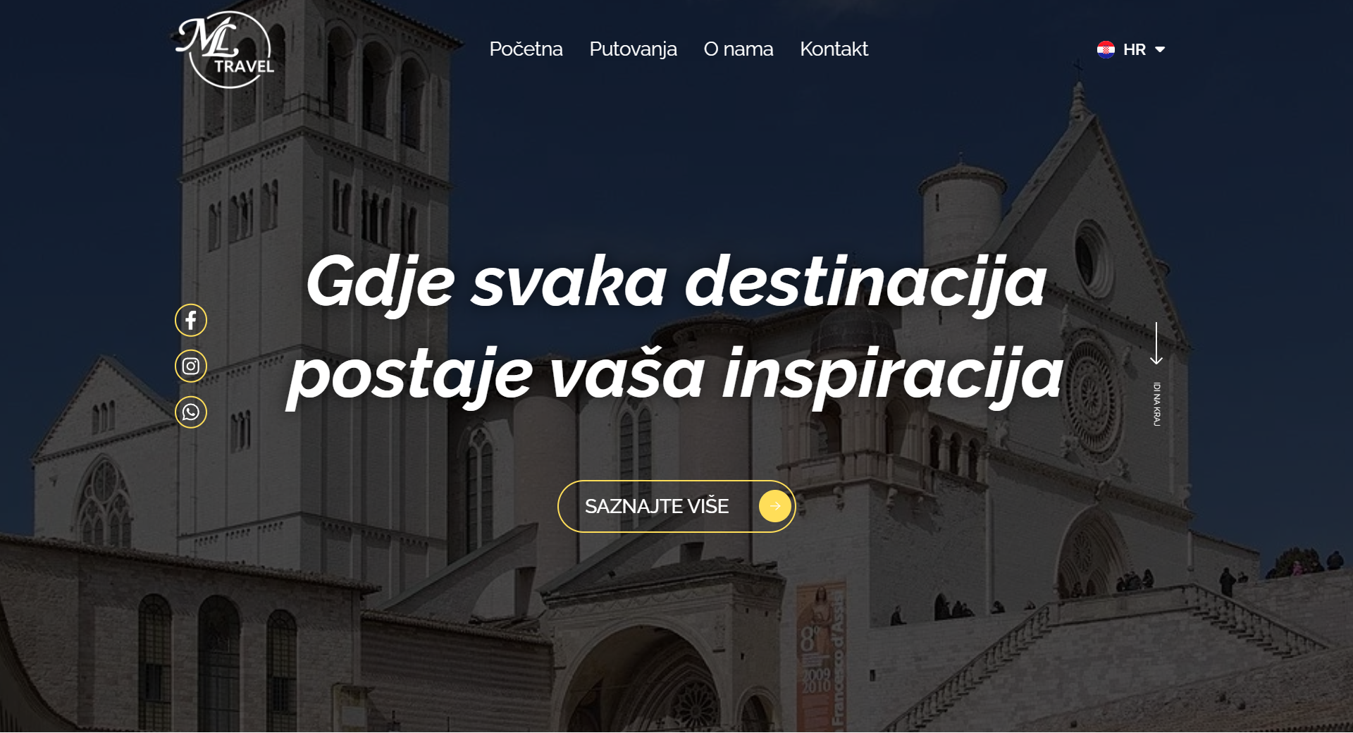 Large carousel images showcasing various travel destinations and experiences on ML Travel