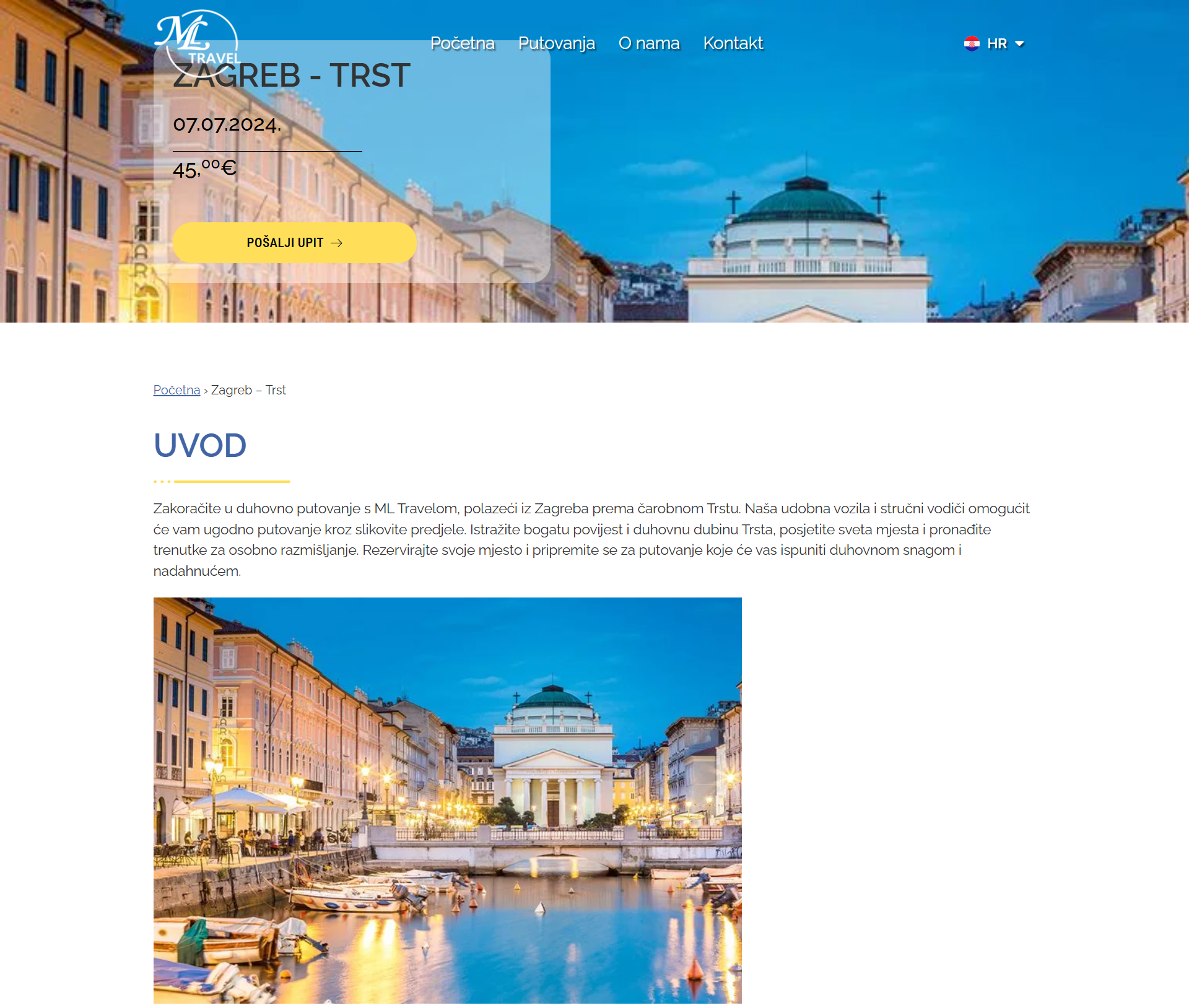 Trip from Zagreb to Trieste with travel description on ML Travel website