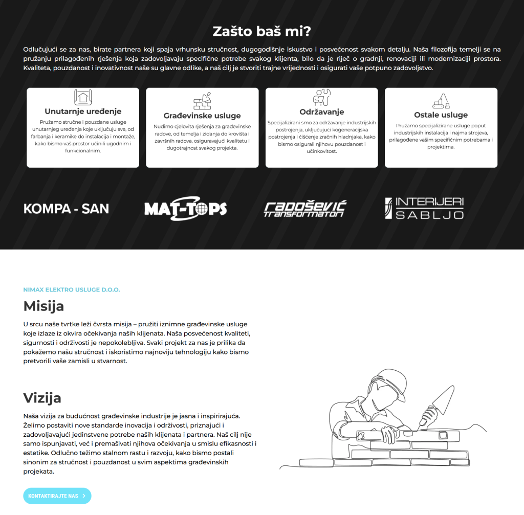 About Us page of Nimax, highlighting company values and mission