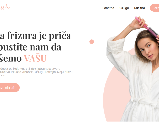 The main section of the Glamur website with a welcoming message and navigation options