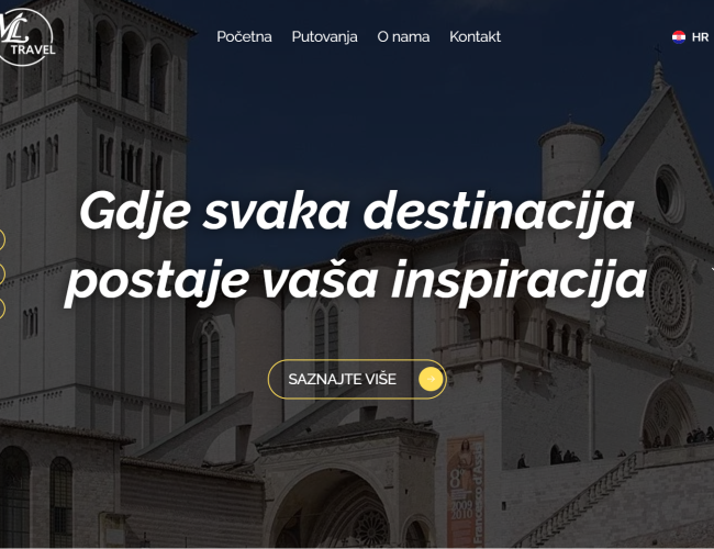 Large carousel images showcasing various travel destinations and experiences on ML Travel